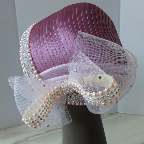 CHARM\'S Avant-Garde Glam Crystal | Pearl Fascinator Derby Church Hat - NWT main image 6